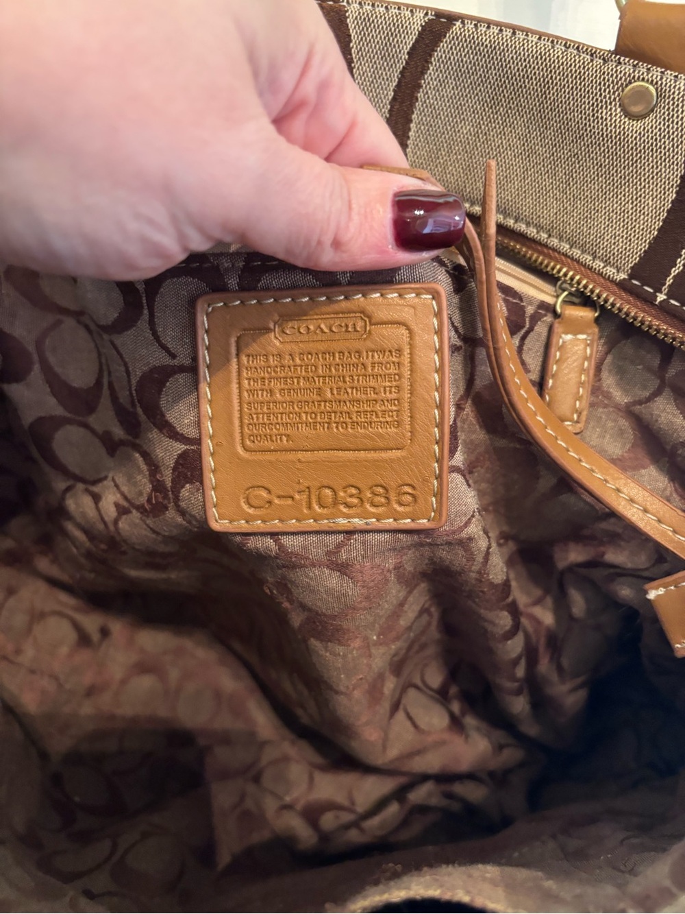 Vintage Coach Brown Signature Canvas Tote with Leather Trim - Picture 4 of 10